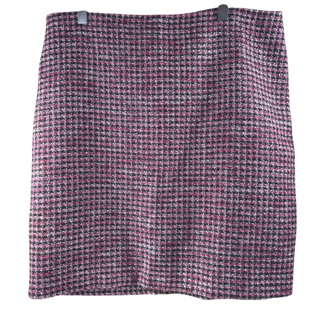 White House Black Market Red Black Tweed Boot Mini Skirt Size 10 Wool Blend